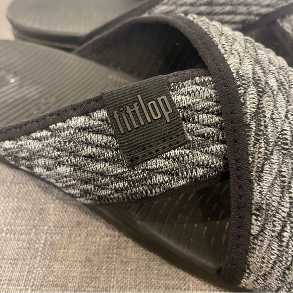 FITFLOP Women's Artknit Cross Slide Black Mix Fabric - Size 9 - Picture 2 of 12